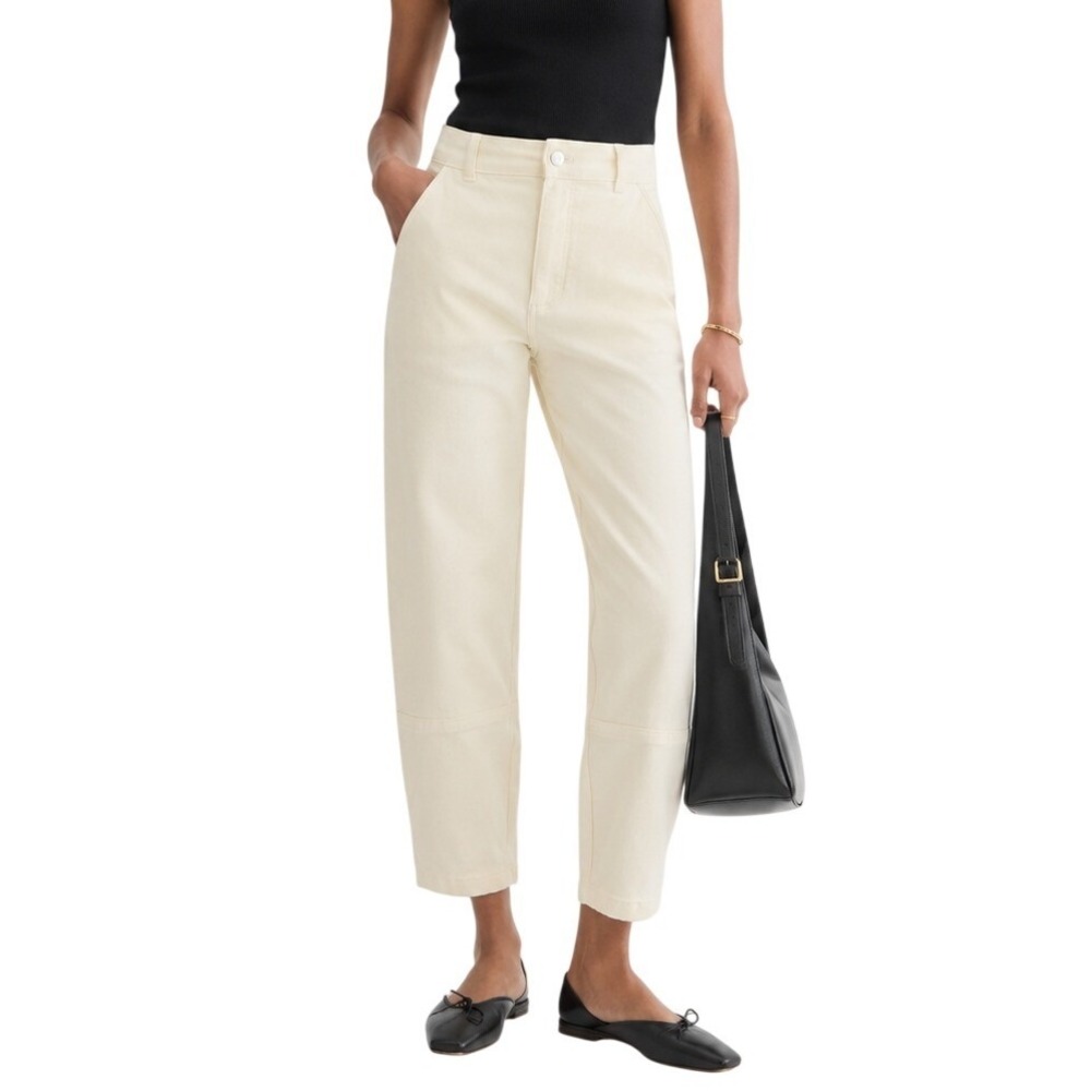 Everlane Utility Barrel Pant Ivory Organic Cotton High Rise 2R NWOT